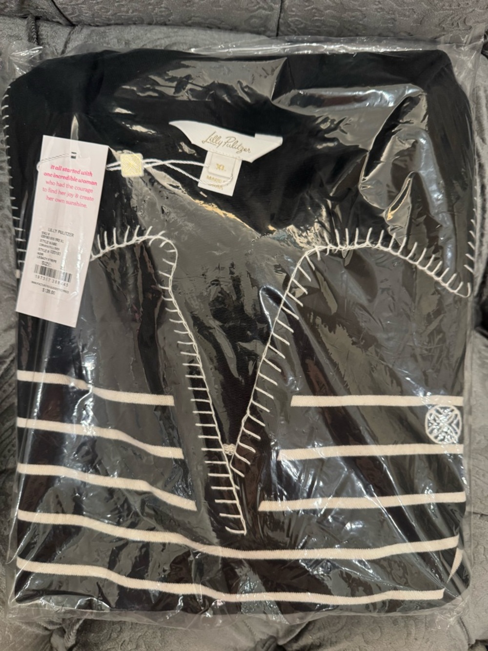 NWT Lilly Pulitzer XL Corvaya Terry Pullover “Noir Legacy Stripe” sz XL ✨💲128 - Picture 6 of 8